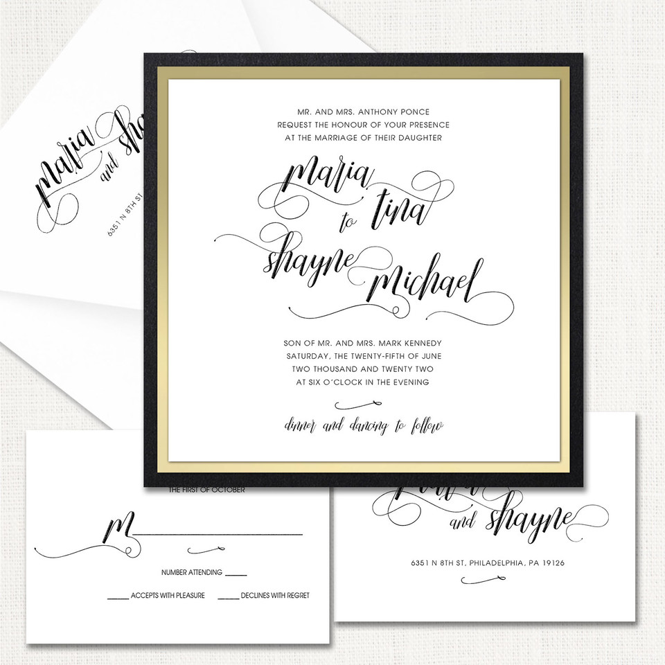 Maria Calligraphy Square Wedding Invitations All Wedding Invitations Leslie Stationery Store