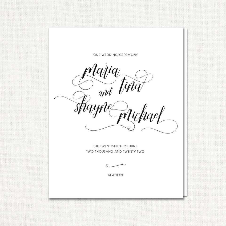 Maria Calligraphy Wedding Programs wholesale wedding planner affiliate program leslie store