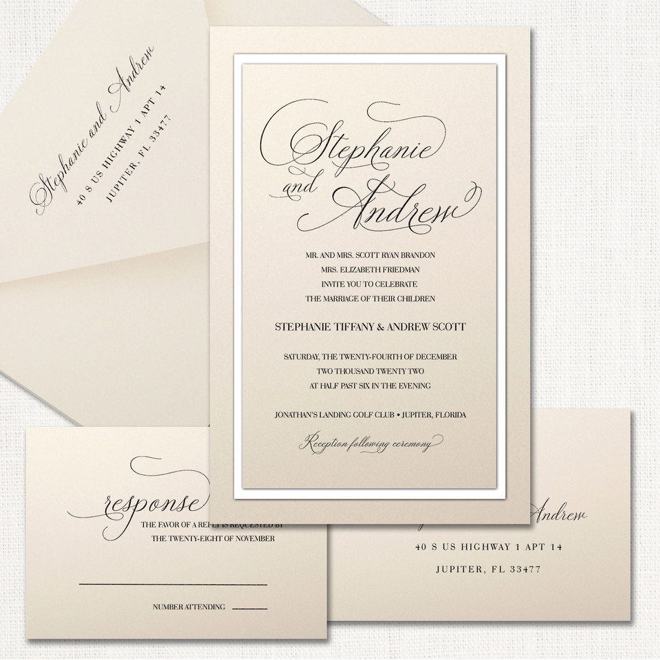 Stephanie Ecru Wedding Invitations wholesale wedding planner affiliate program leslie store