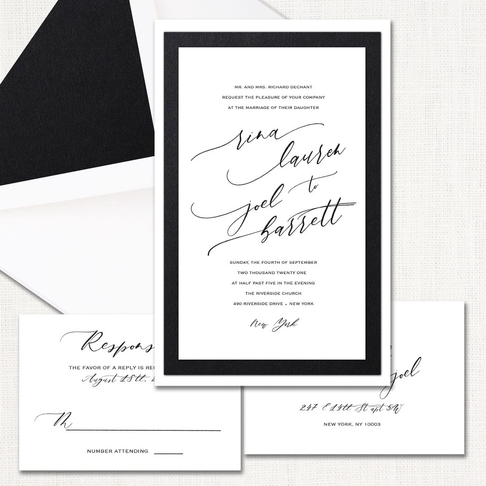 Rina Black and White Wedding Invitations wholesale wedding planner affiliate program leslie store