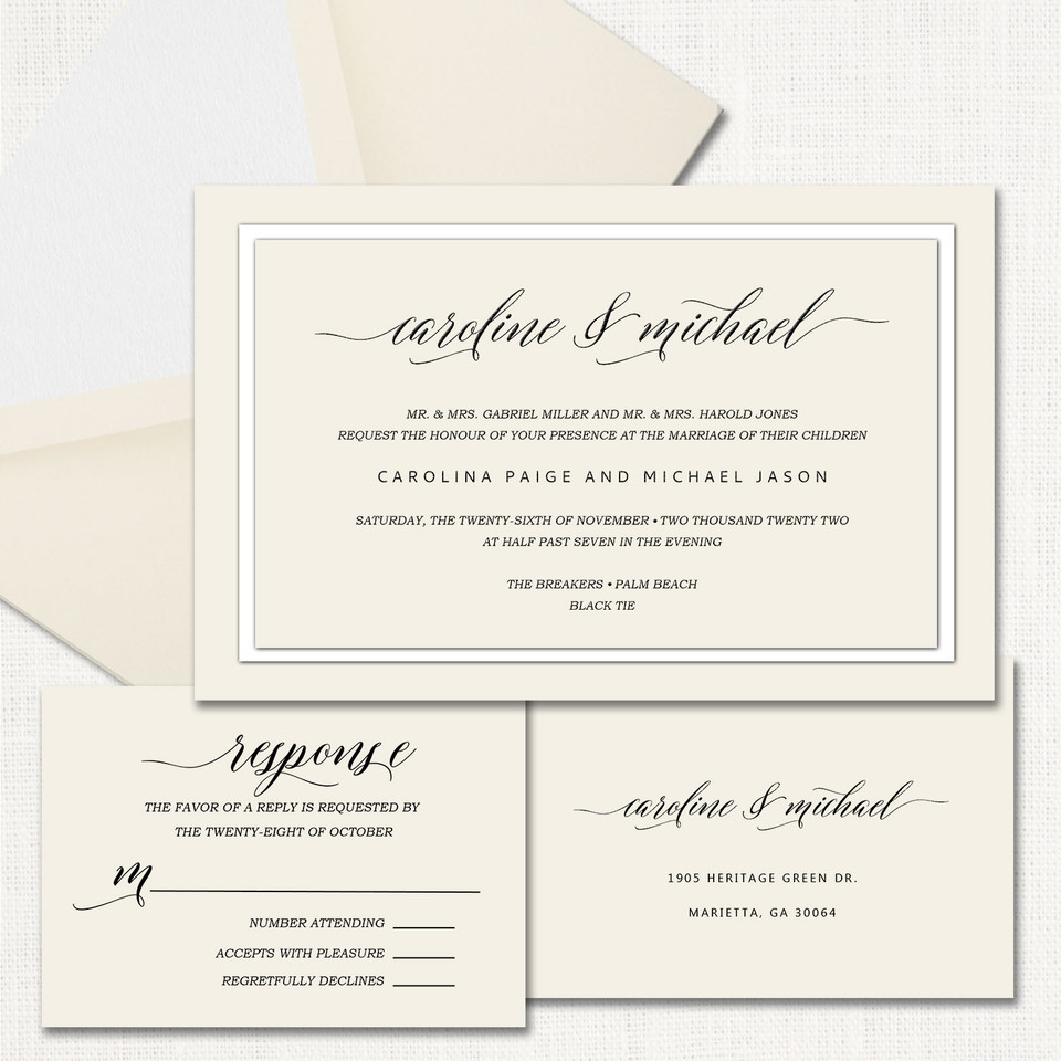 Caroline Ecru Wedding Invitations wholesale wedding planner affiliate program leslie store