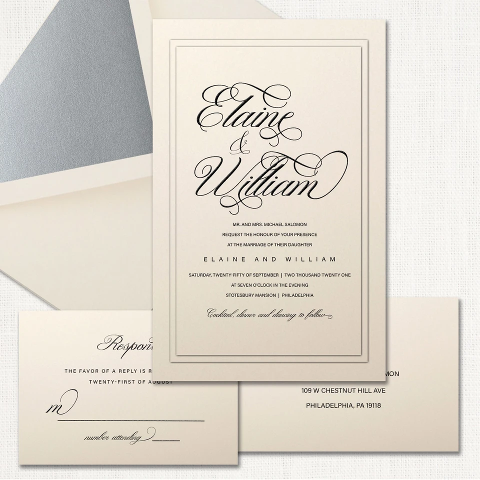 Elaine Ecru Wedding Invitations wholesale wedding planner affiliate program leslie store