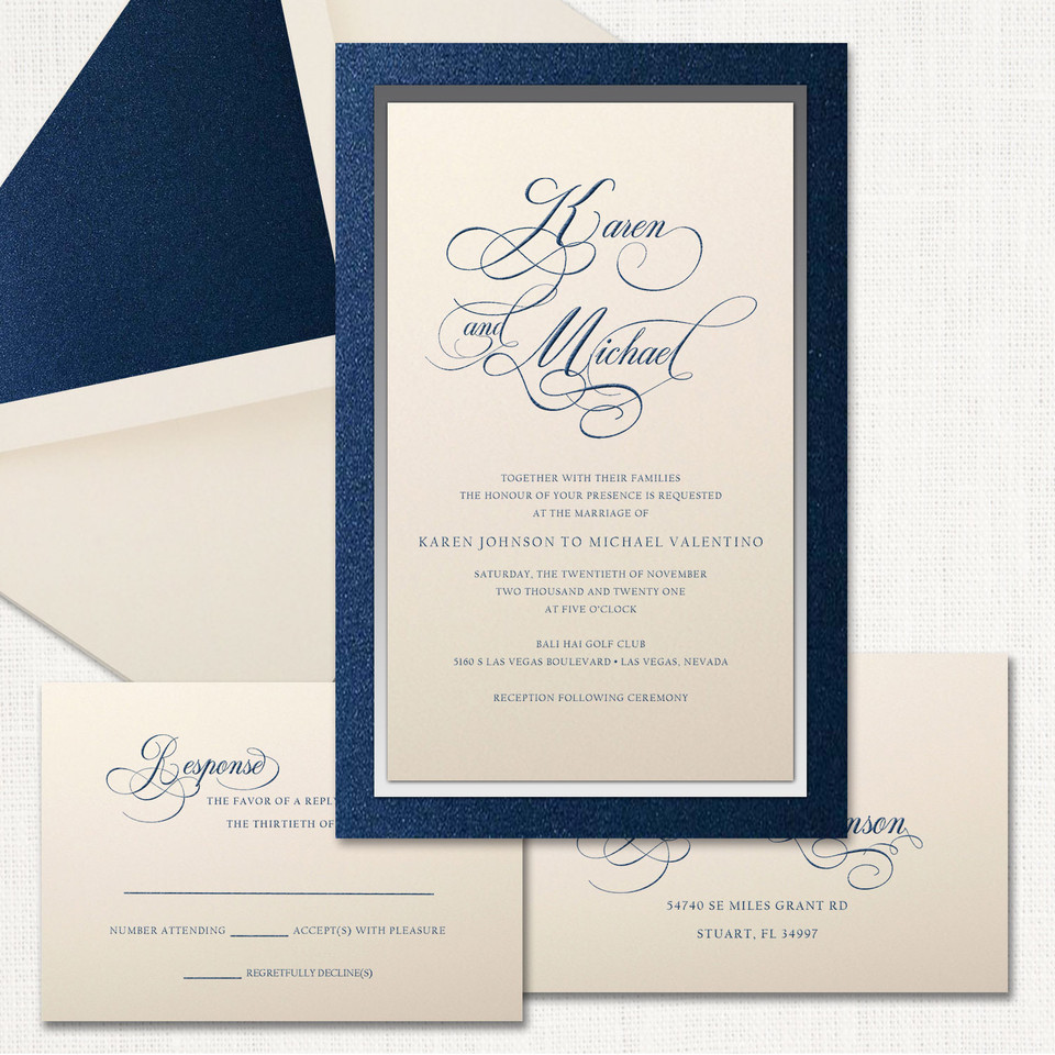 Karen Silver Blue Wedding Invitations wholesale wedding planner affiliate program leslie store