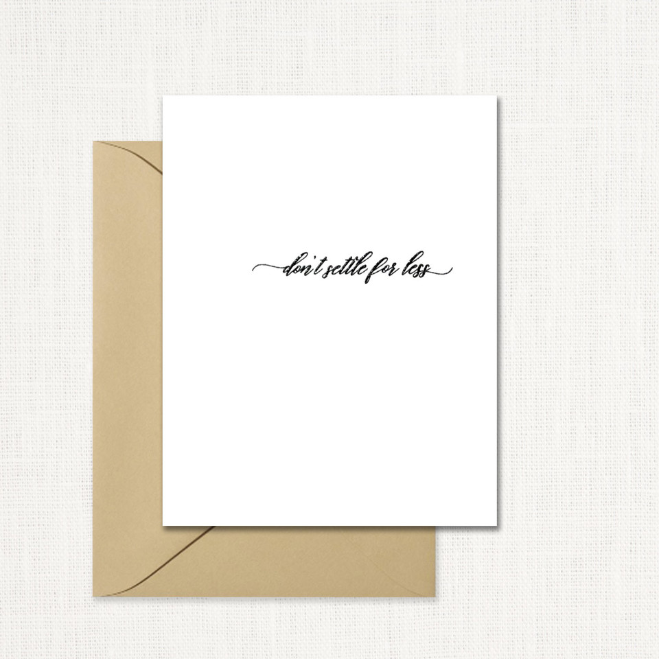 Don't Settle for Less Greeting Card wholesale wedding planner affiliate program leslie store