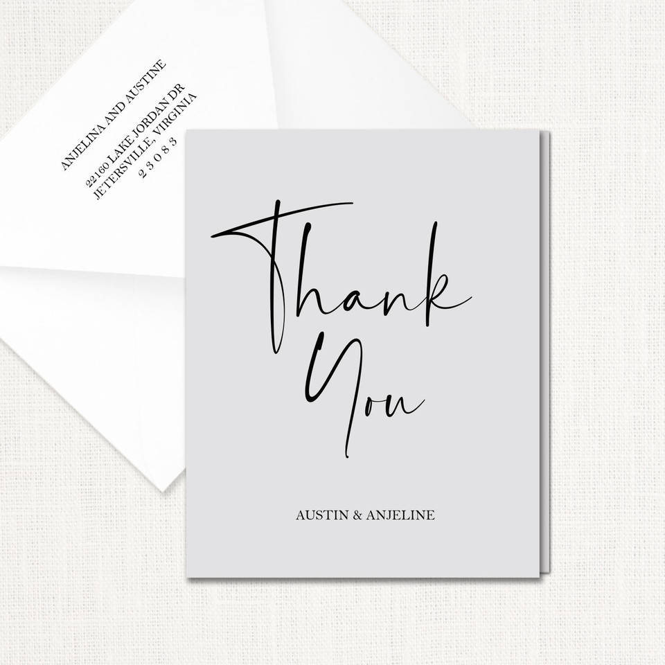 Anjeline Thank You Cards elegant glitter thermography wedding planner Stationery Store & Wedding Invitations by Leslie Store wholesale