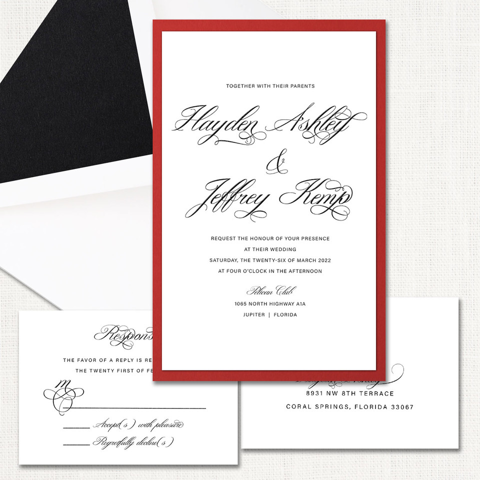 Hayden Red Wedding Invitations elegant glitter thermography wedding planner Stationery Store & Wedding Invitations by Leslie Store wholesale
