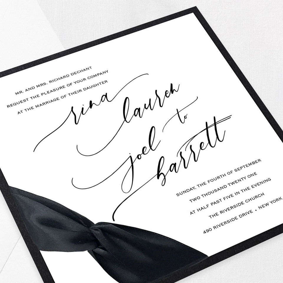 Rina Square Ribbon Wedding Invitations Two Layered Leslie Store