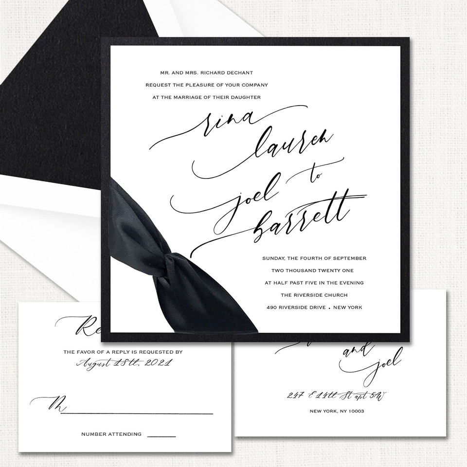 Rina Square Ribbon Wedding Invitations elegant glitter thermography wedding planner Stationery Store & Wedding Invitations by Leslie Store wholesale
