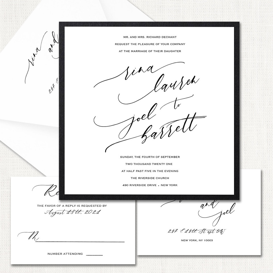 Rina Black Wedding Invitations elegant glitter thermography wedding planner Stationery Store & Wedding Invitations by Leslie Store wholesale