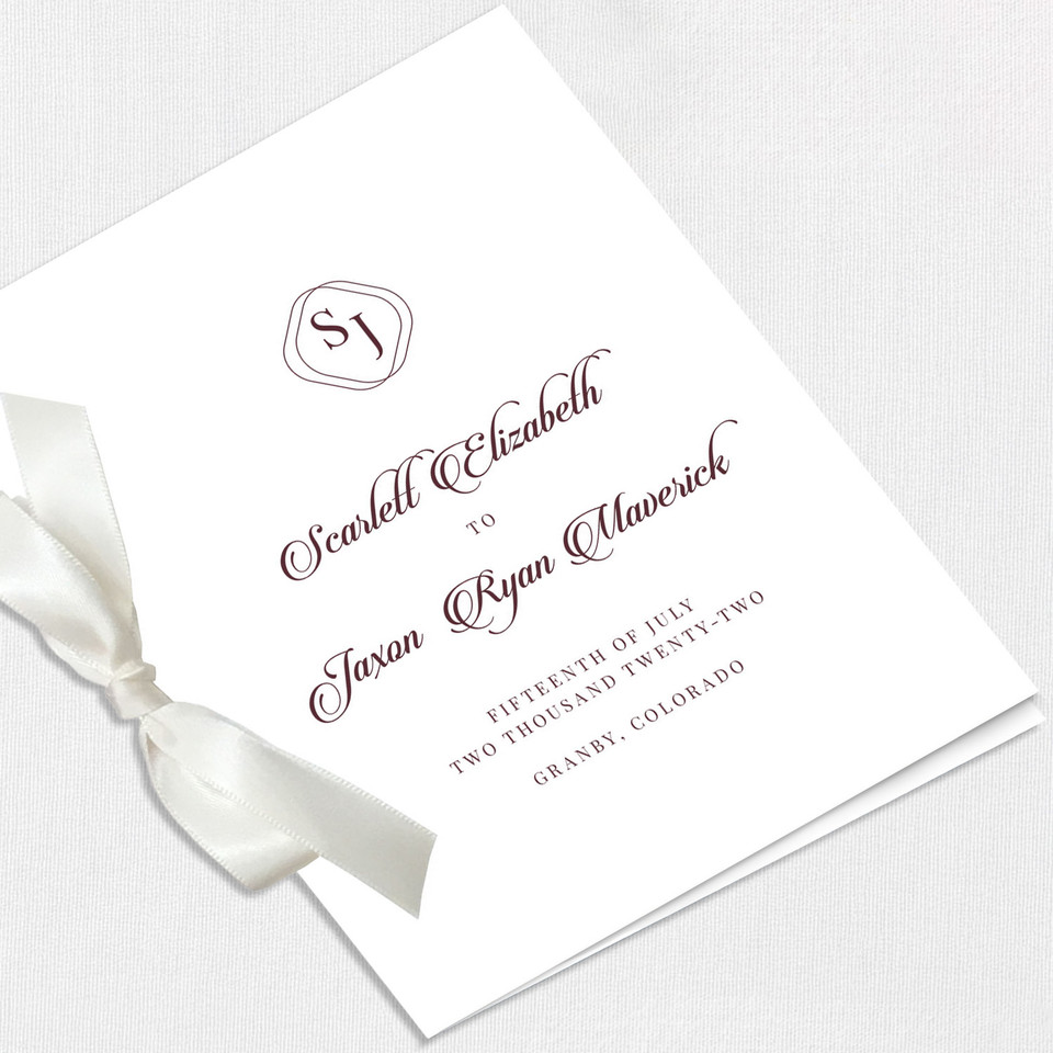 Scarlett Ribbon Wedding Programs