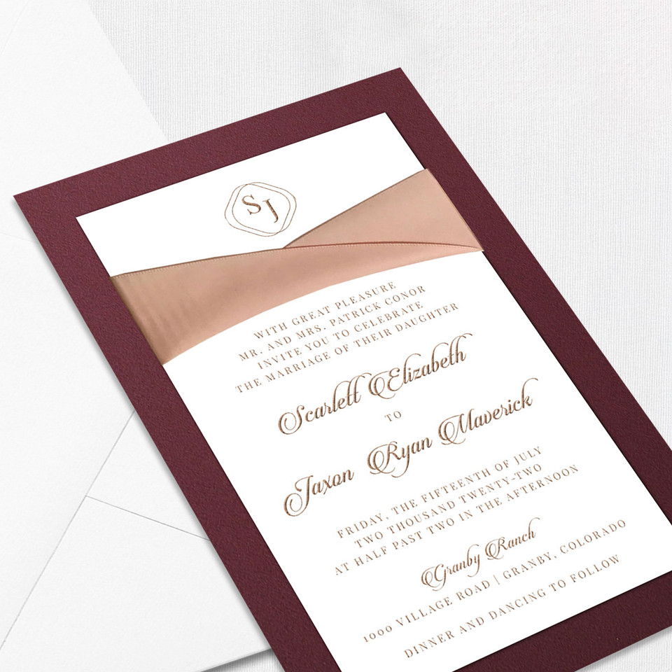 Scarlett Ribbon Wedding Invitations Two Layered Leslie Store