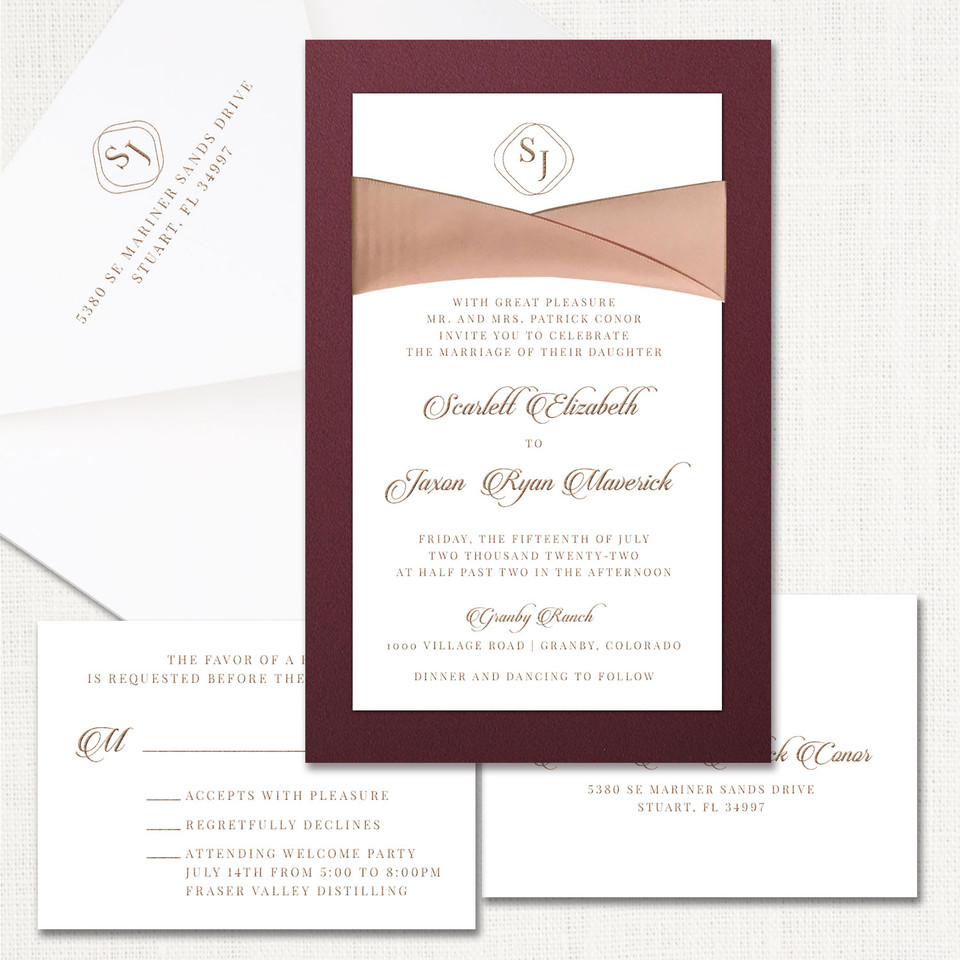 Scarlett Ribbon Wedding Invitations elegant glitter thermography wedding planner Stationery Store & Wedding Invitations by Leslie Store