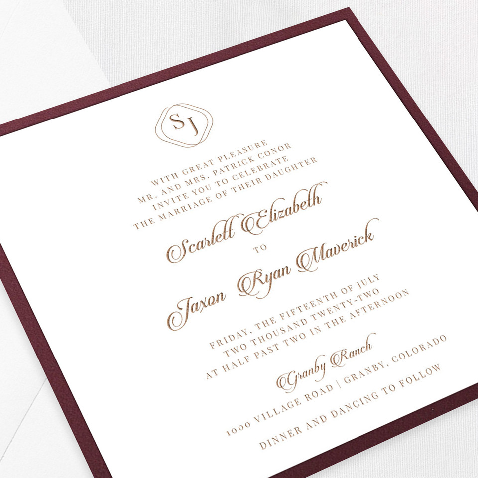 Scarlett Square Wedding Invitations Two Layered Leslie Store