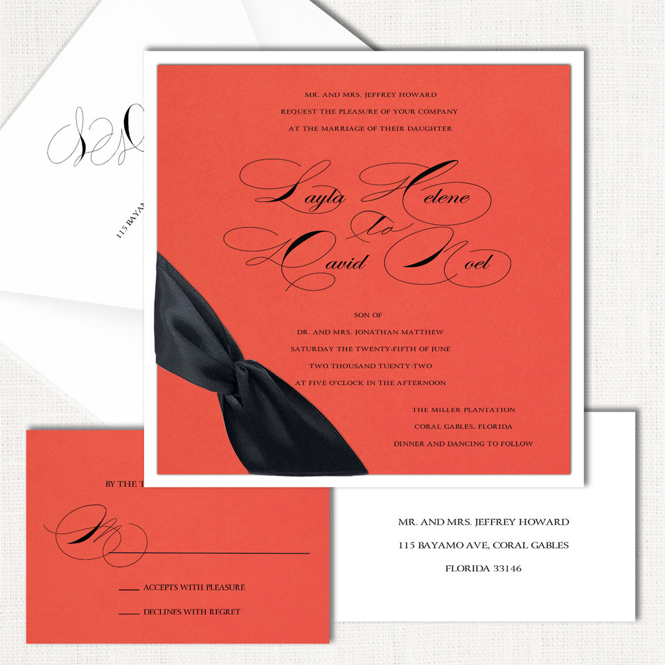 Layla Square Ribbon Wedding Invitations elegant glitter thermography wedding planner Stationery Store & Wedding Invitations by Leslie Store wholesale