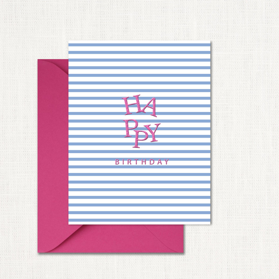 Blue Stripe Birthday Greeting Card All Cards Leslie Store