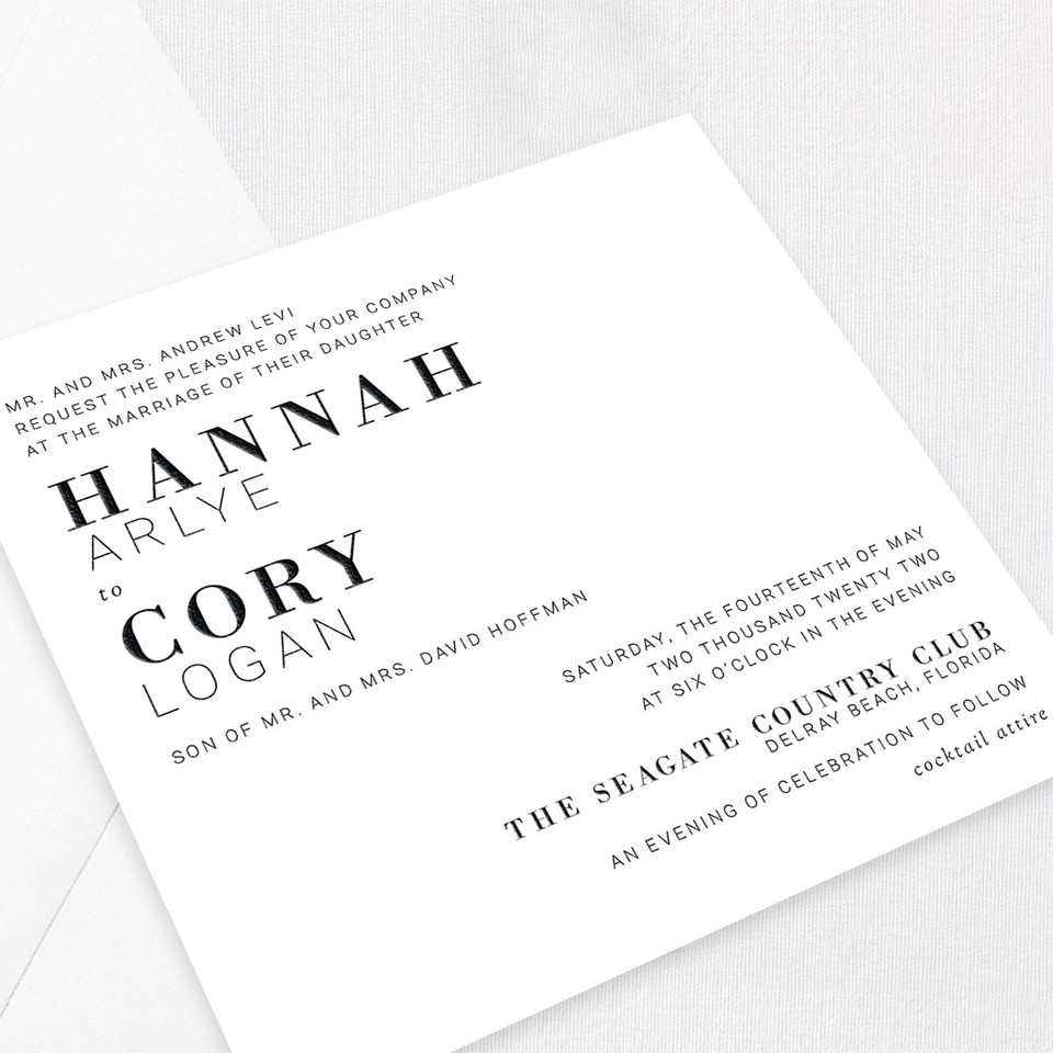 Hannah Wedding Invitations Two Layered Leslie Store