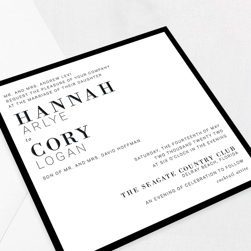 Hannah Square Wedding Invitations Two Layered Leslie Store