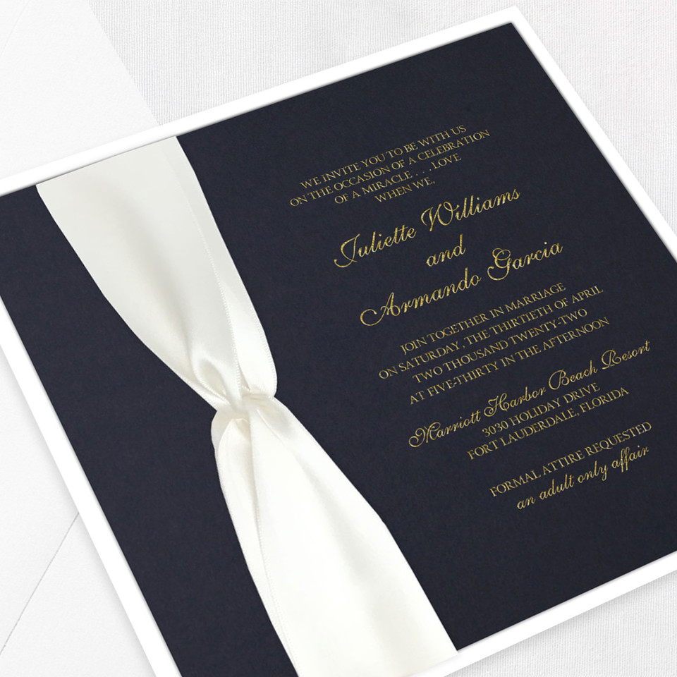 Juliette Square Ribbon Wedding Invitations Two Layered Leslie Store
