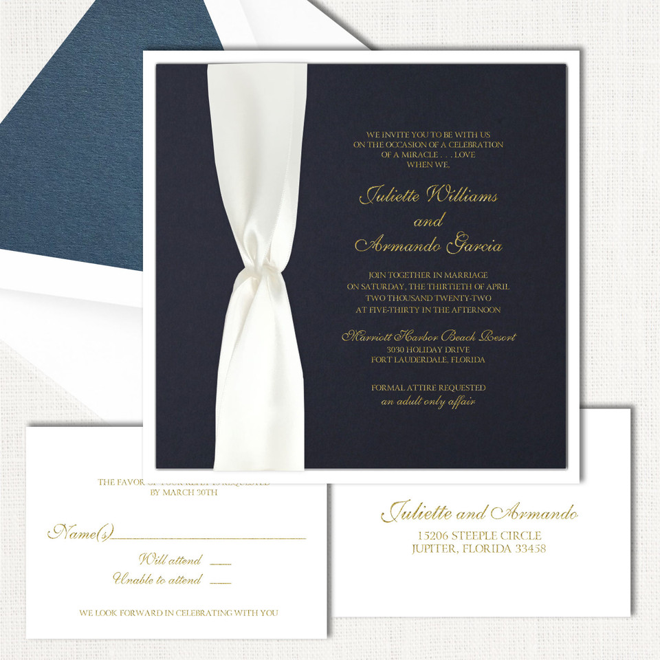 Juliette Square Ribbon Wedding Invitations elegant glitter thermography wedding planner Stationery Store & Wedding Invitations by Leslie Store wholesale