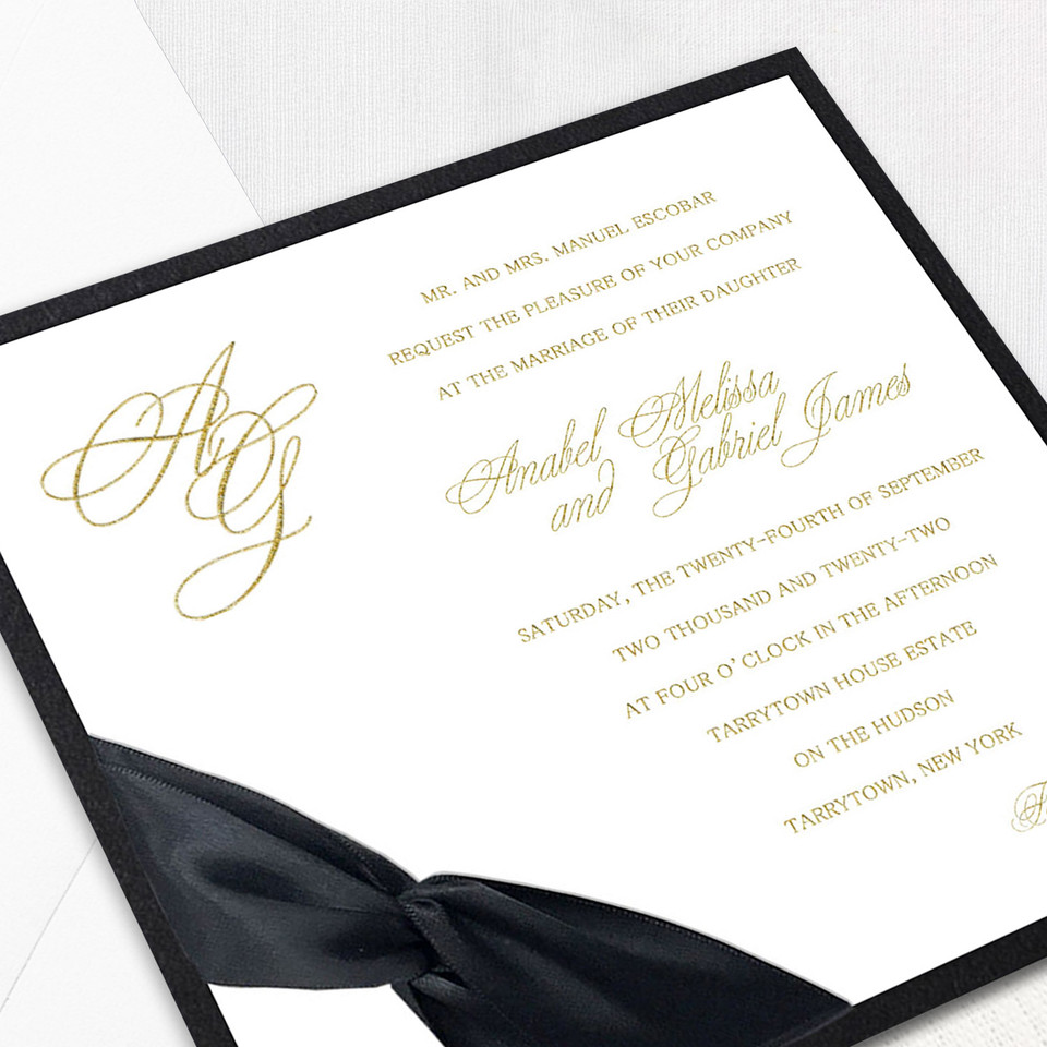 Anabel Square Ribbon Wedding Invitations Two Layered Leslie Store