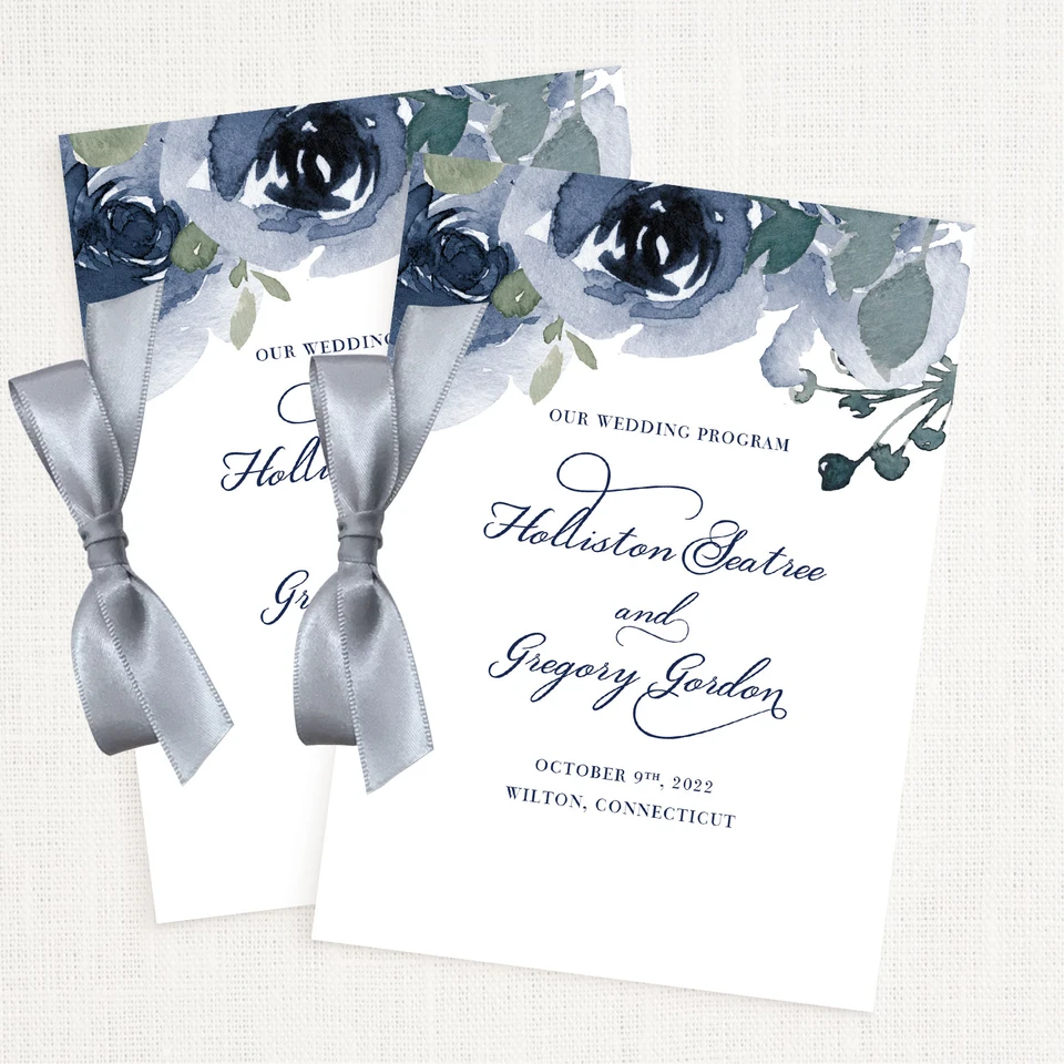 Holliston Ribbon Wedding Programs elegant glitter thermography wedding planner Stationery Store & Wedding Invitations by Leslie Store wholesale