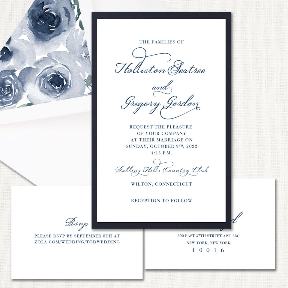 Holliston Navy Wedding Invitations elegant glitter thermography wedding planner Stationery Store & Wedding Invitations by Leslie Store wholesale