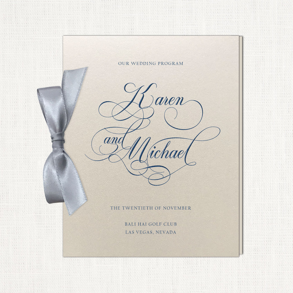 Karen Ribbon Wedding Programs elegant glitter thermography wedding planner Stationery Store & Wedding Invitations by Leslie Store wholesale