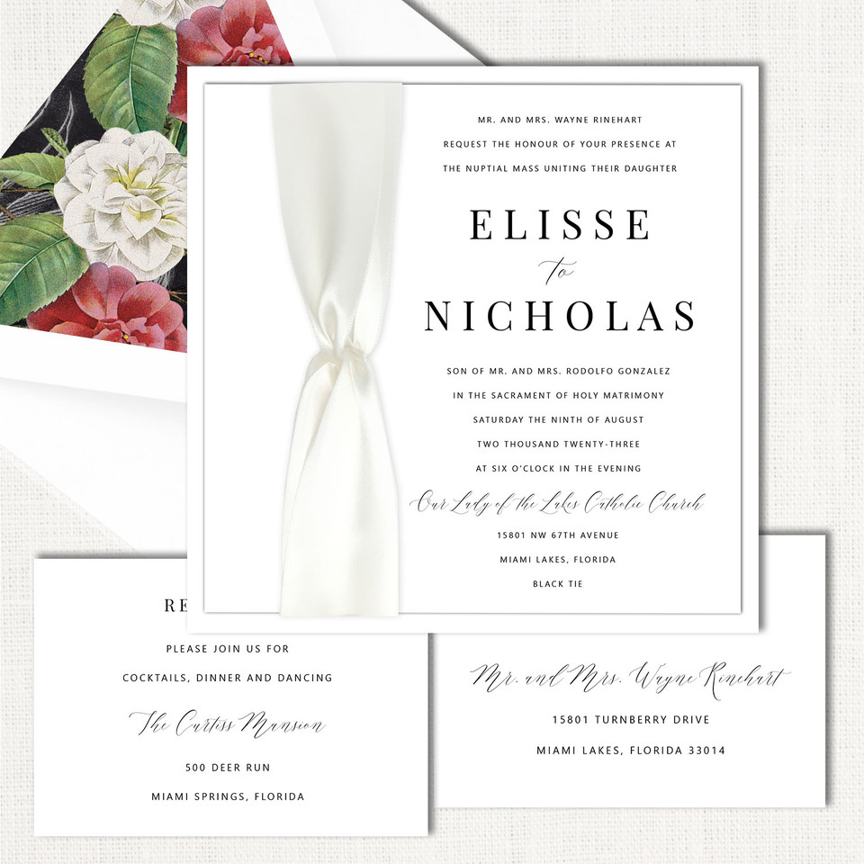 Elisse Square Ribbon Wedding Invitations elegant glitter thermography wedding planner Stationery Store & Wedding Invitations by Leslie Store wholesale