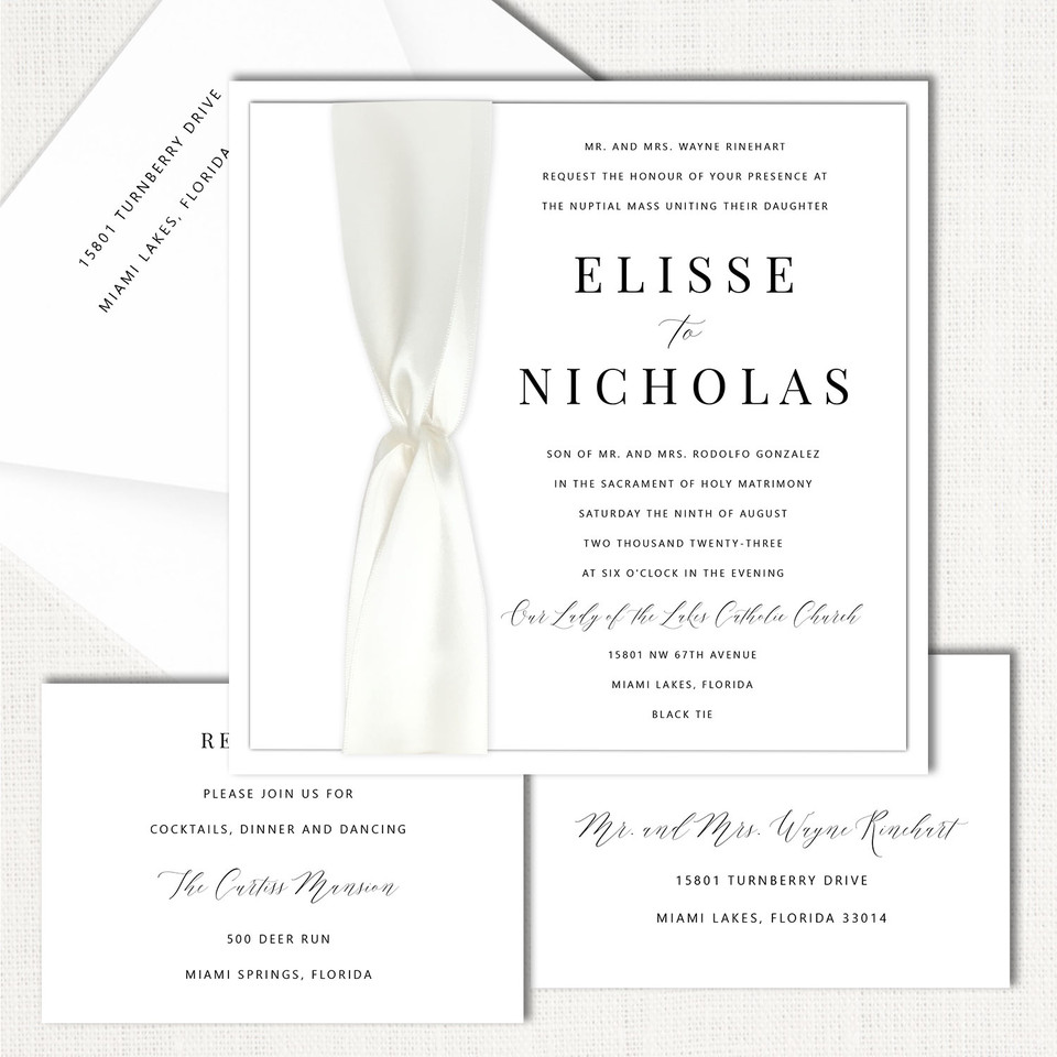 Elisse Square Ribbon Wedding Invitations elegant glitter thermography wedding planner Stationery Store & Wedding Invitations by Leslie Store wholesale
