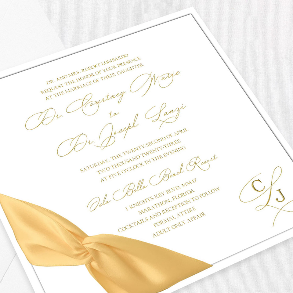 Courtney Square Ribbon Wedding Invitations Two Layered Leslie Store