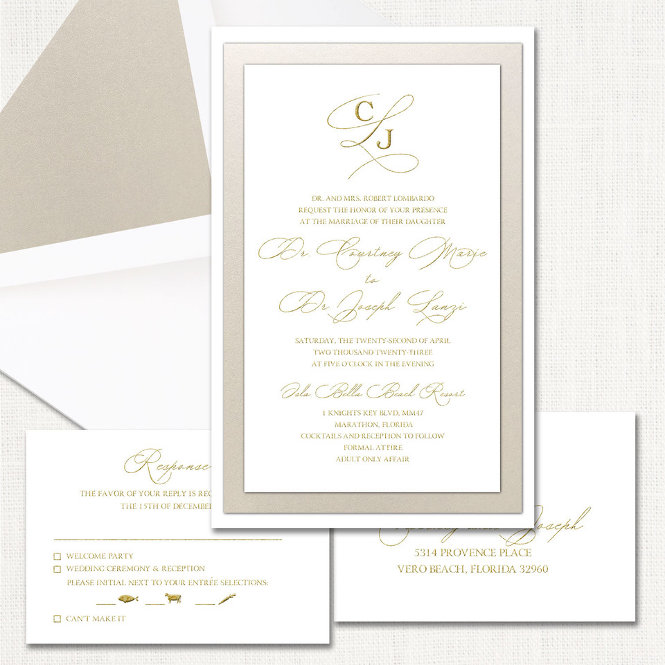 Courtney Champagne Wedding Invitations Three Layered Leslie Store