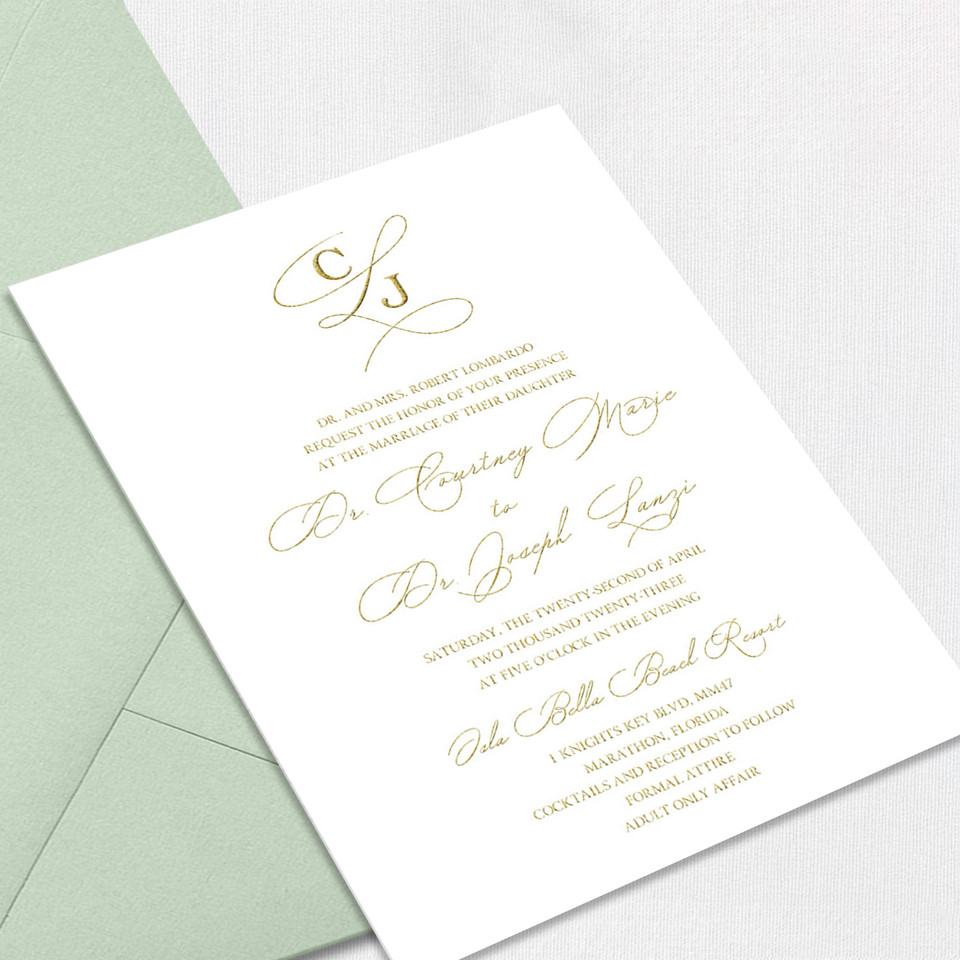 Courtney Wedding Invitations One Layered Leslie Store
