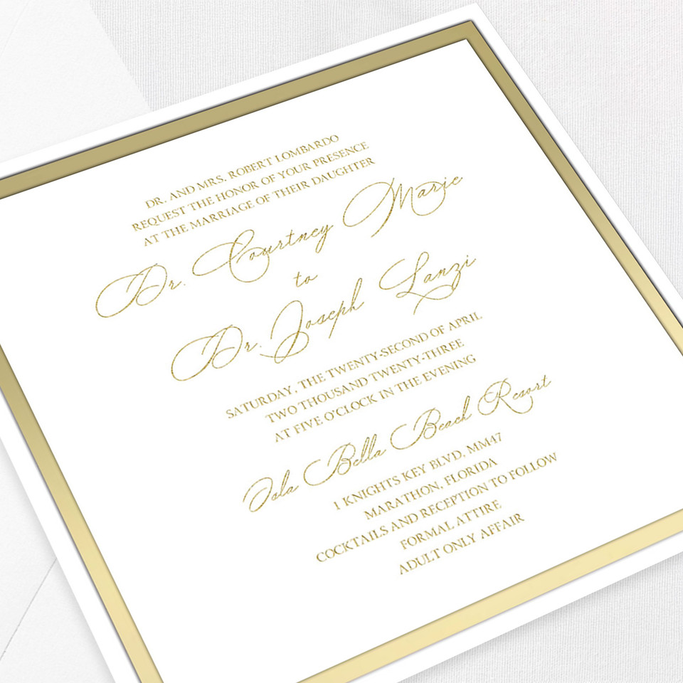 Courtney Gold Square Wedding Invitations Two Layered Leslie Store