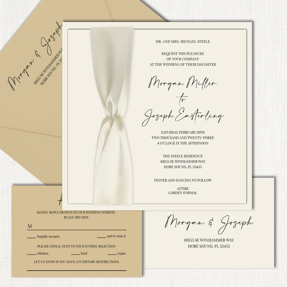 Morgan Square Ribbon Wedding Invitations All Wedding Invitations Leslie Store