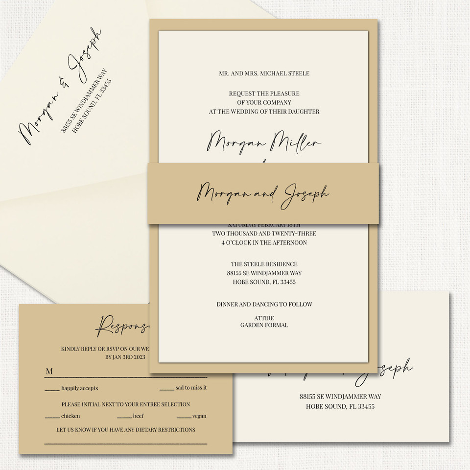 Morgan Belly Band Wedding Invitations Two Layered Leslie Store