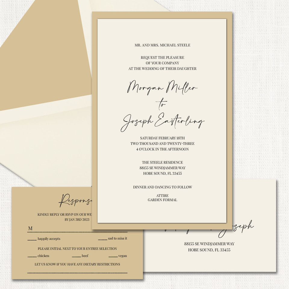 Morgan Ecru Wedding Invitations Two Layered Leslie Store