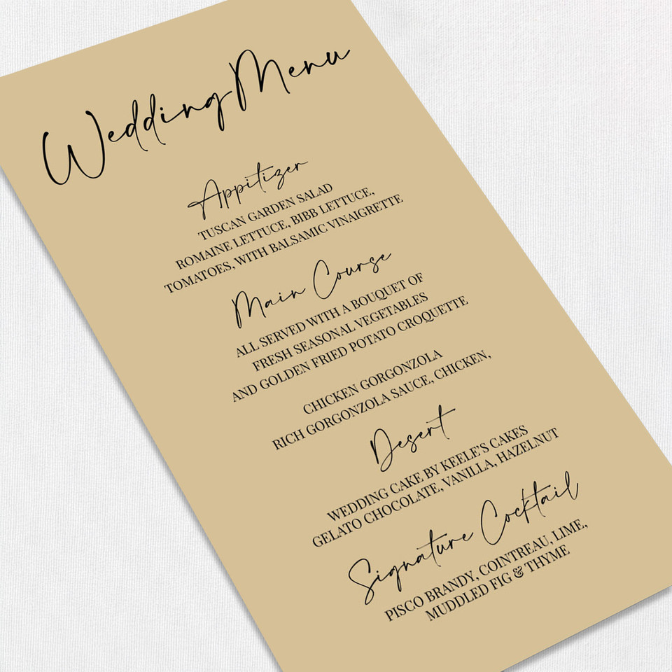 Morgan Wedding Menu Wedding Menu Leslie Store