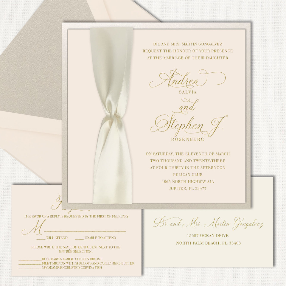 Andrea Blush Square Ribbon Wedding Invitations All Wedding Invitations Leslie Store
