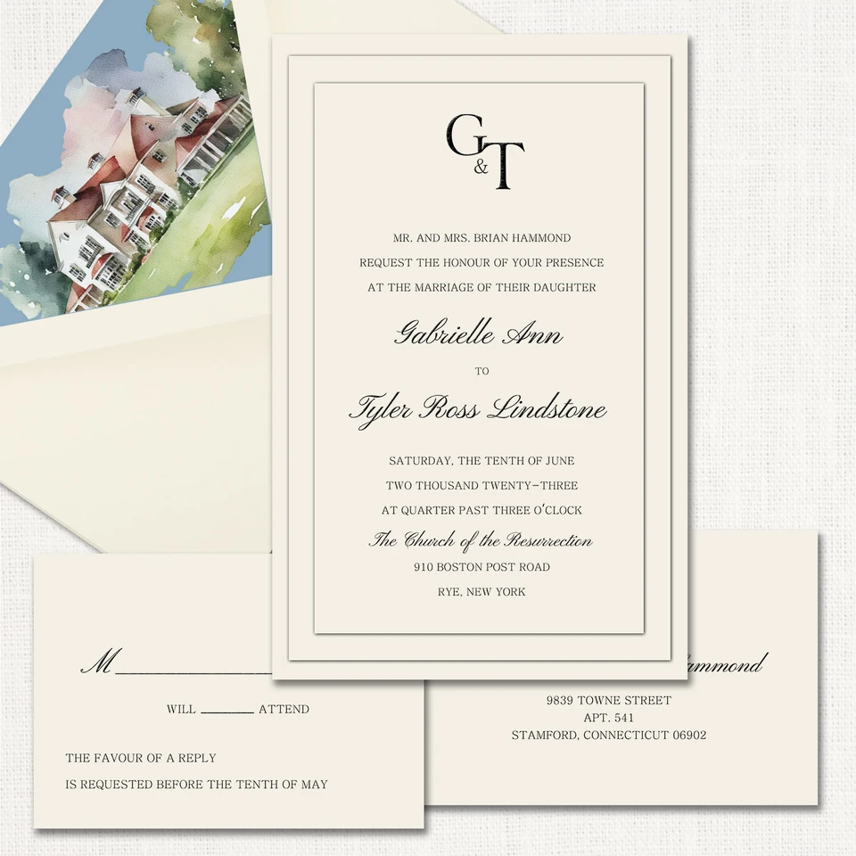 Gabrielle Ecru Wedding Invitations Three Layered Leslie Store