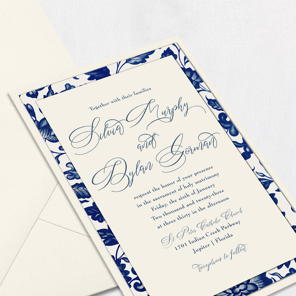 Silvia Vintage Floral Wedding Invitations Three Layered Leslie Store