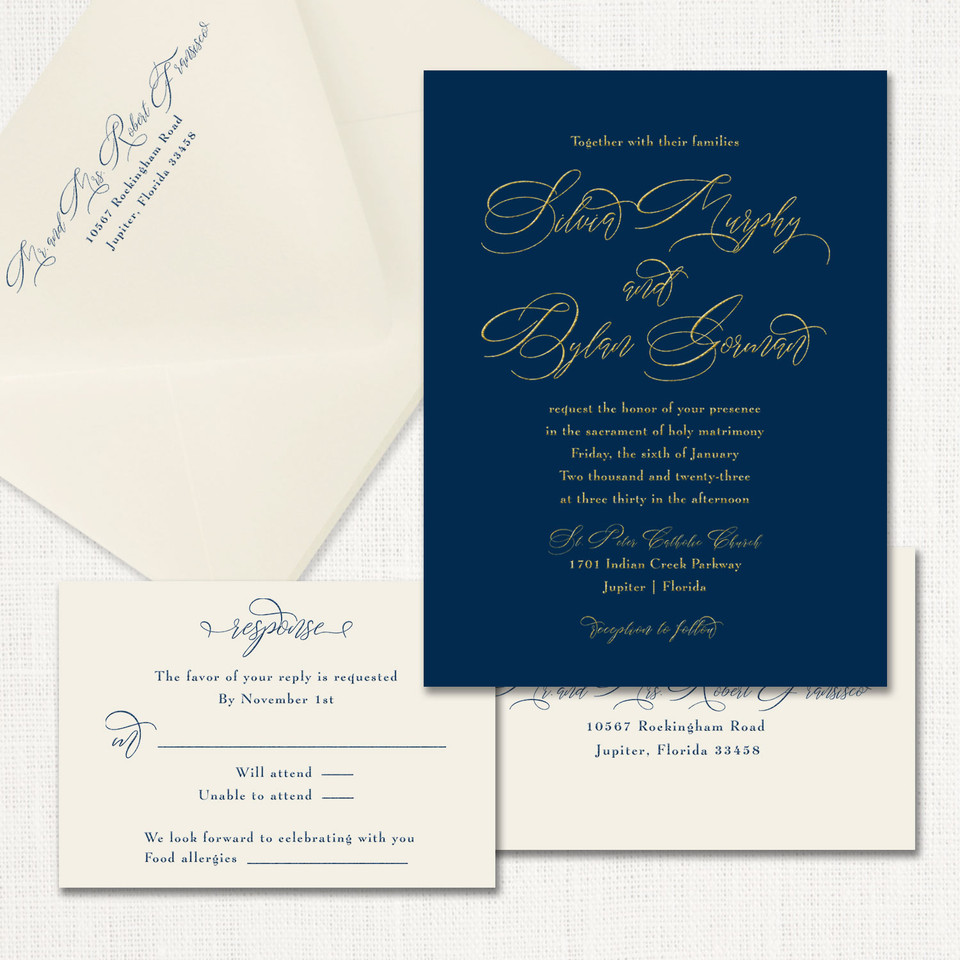 Silvia Wedding Invitations One Layered Leslie Store