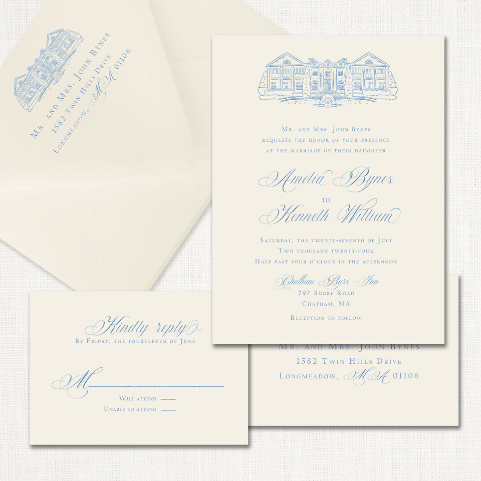 Amelia Wedding Invitations One Layered Stationery Store & Wedding Invitations by Leslie Store
