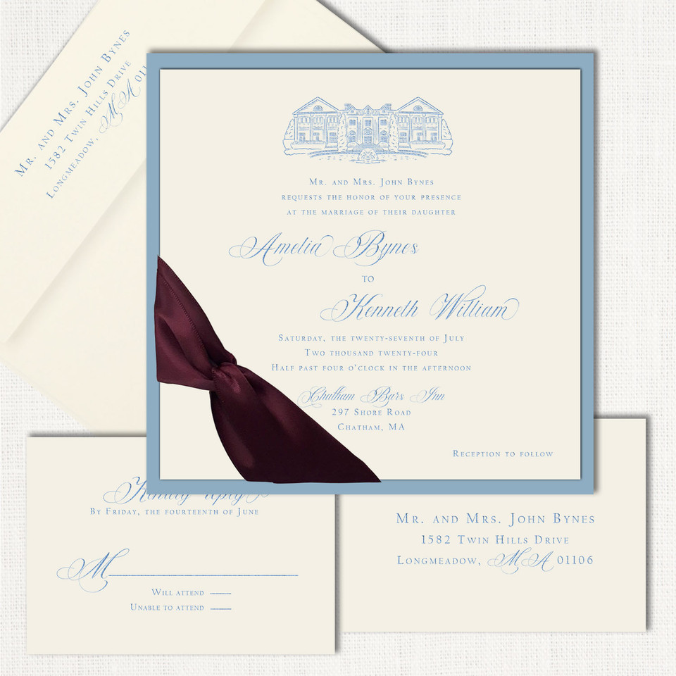 Amelia Square Ribbon Wedding Invitations Two Layered Stationery Store & Wedding Invitations by Leslie Store