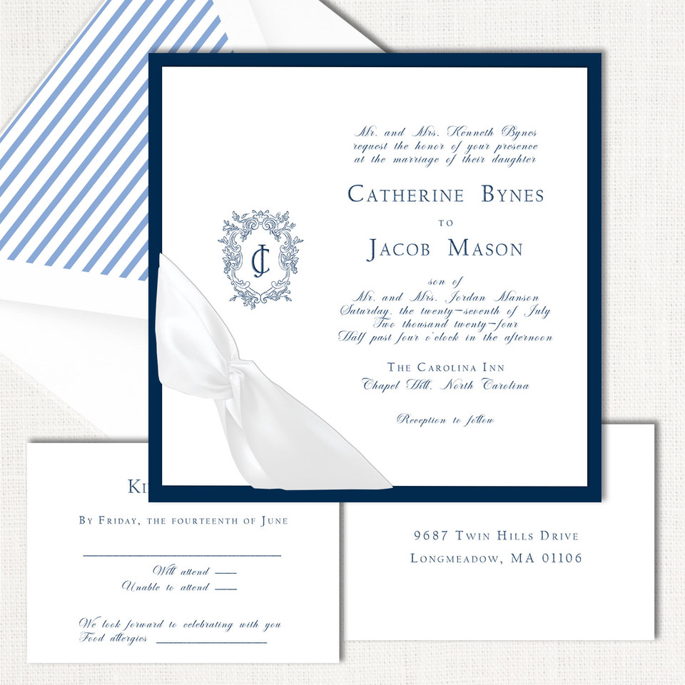 Catherine Square Ribbon Wedding Invitations Two Layered Stationery Store & Wedding Invitations by Leslie Store
