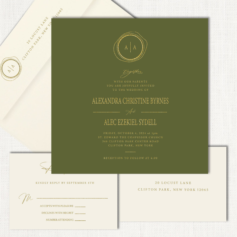 Alexandra Square Wedding Invitations One Layered Leslie Store