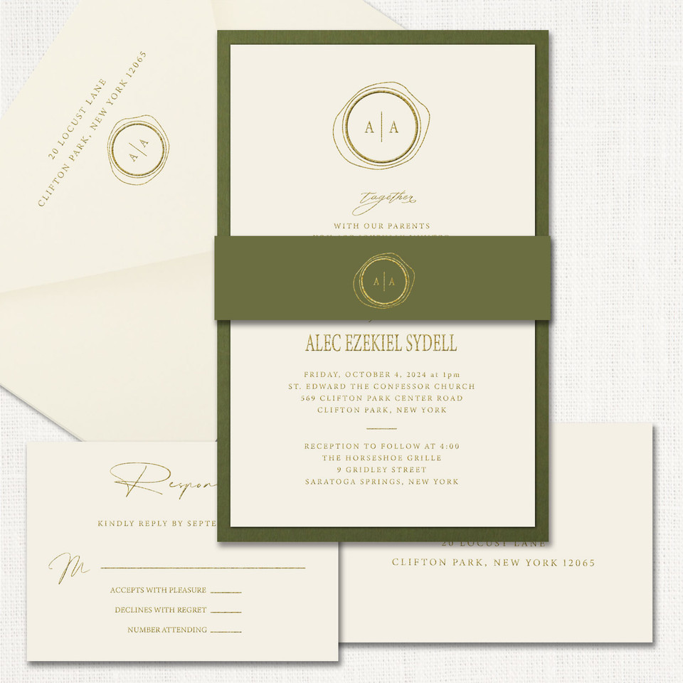 Alexandra Belly Band Wedding Invitations Two Layered Stationery Store & Wedding Invitations by Leslie Store