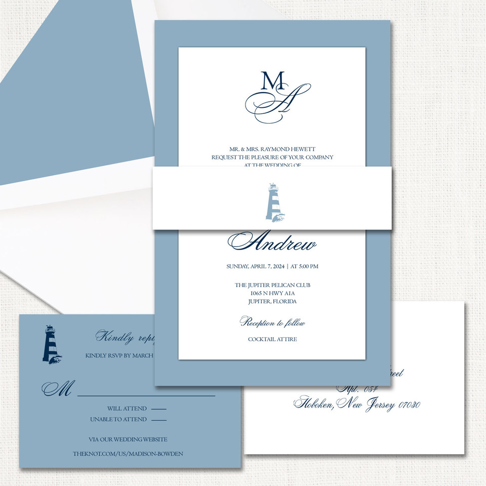 Madison Belly Band Wedding Invitations Two Layered Leslie Store