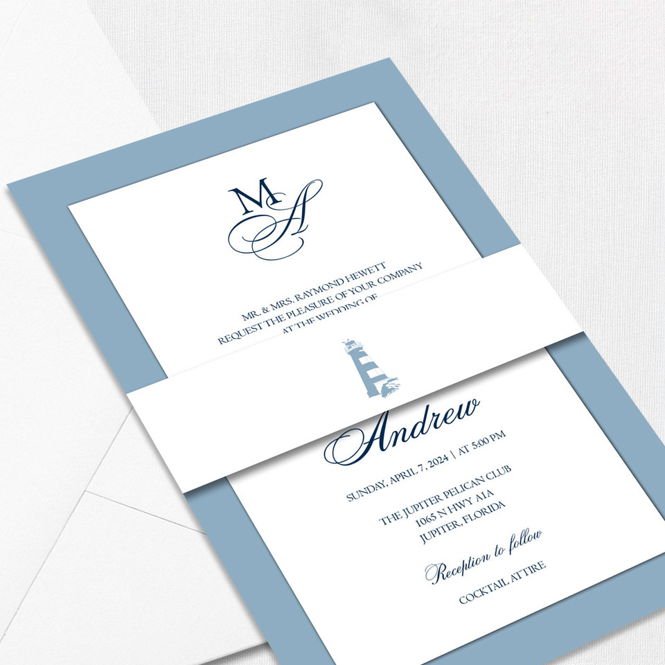 Madison Belly Band Wedding Invitations Two Layered Leslie Store