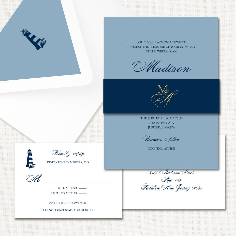Madison French Blue Wedding Invitations Two Layered Leslie Store
