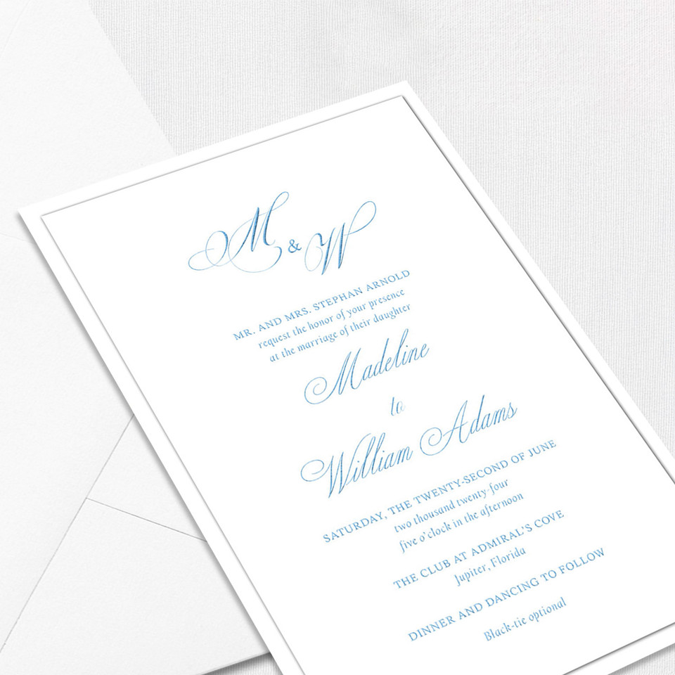Madeline White Wedding Invitations Two Layered Leslie Store